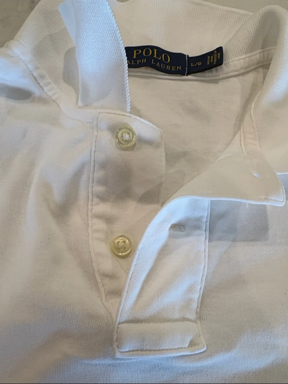 Ralph Lauren White Polo Shirt with Navy Pony - Soft Knit Cotton